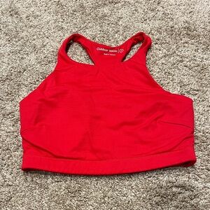 Outdoor Voices Red High Neck Longline Sports Bra Crop Top